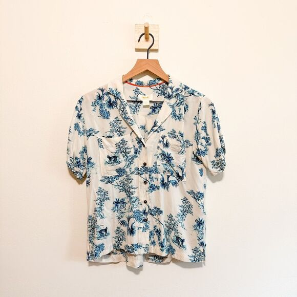 Anthropologie Maeve Jungle Print Short Sleeve Button Down Size XS - Picture 4 of 9